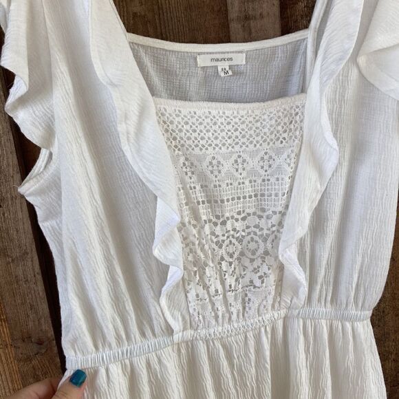 Maurices White Lace Front Ruffle Skater Dress - Picture 4 of 6